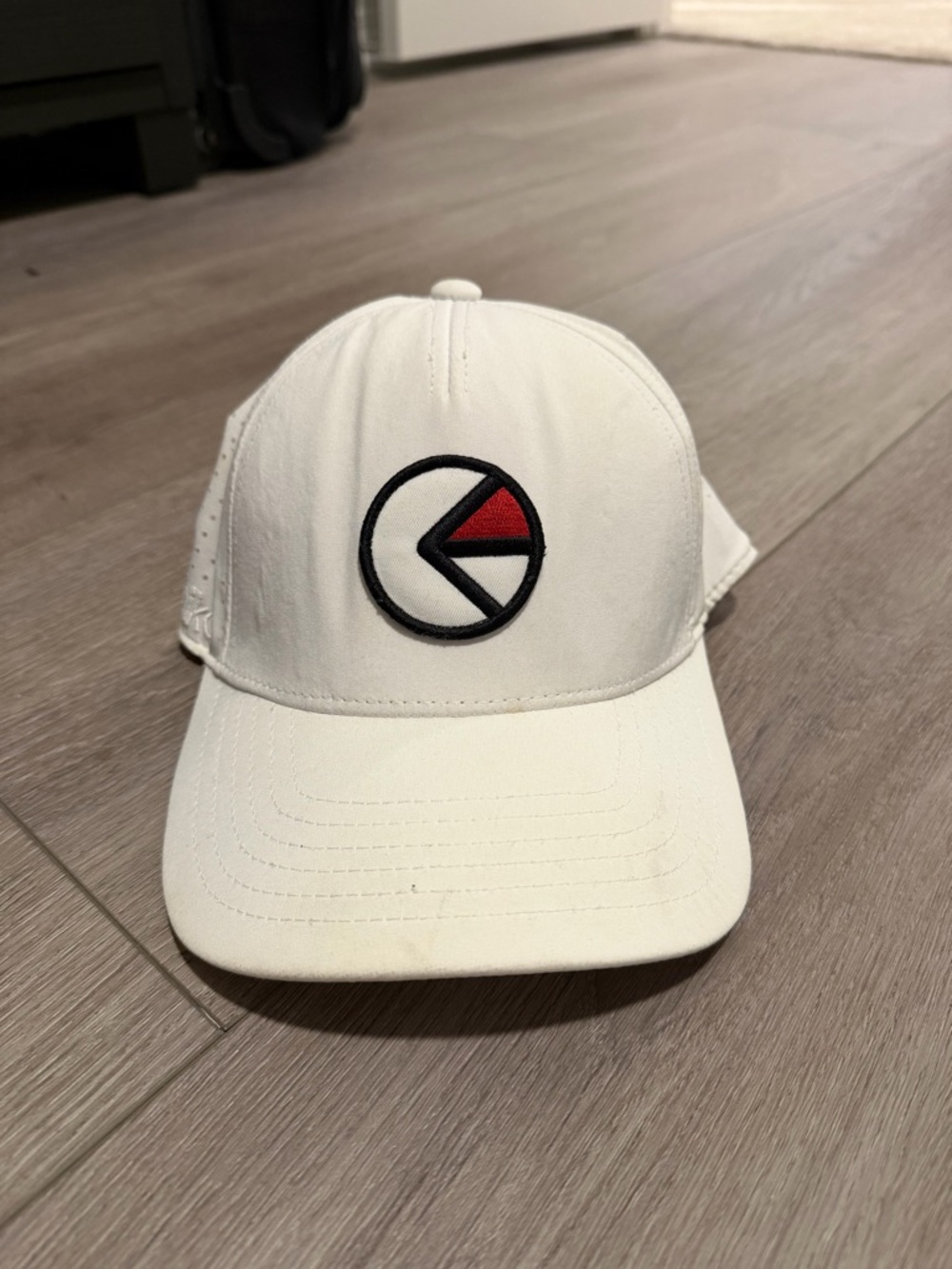 ETHIKA white Baseball Cap with Black & Red Circular Logo